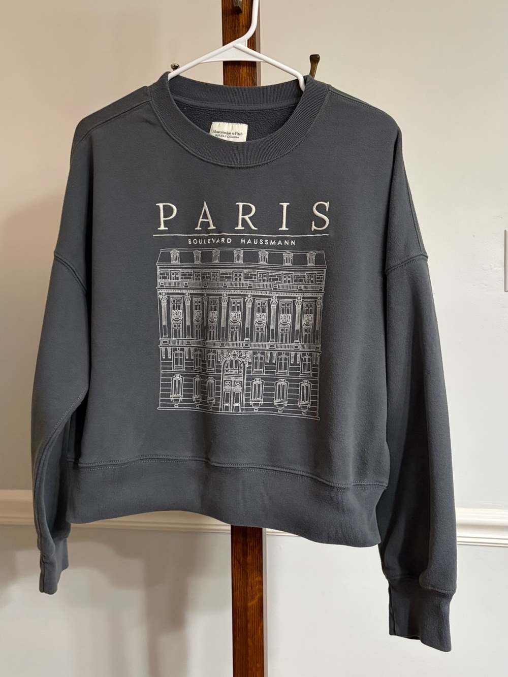 Abercrombie & Fitch Paris Graphic Crew Sweatshirt - Charcoal Gray